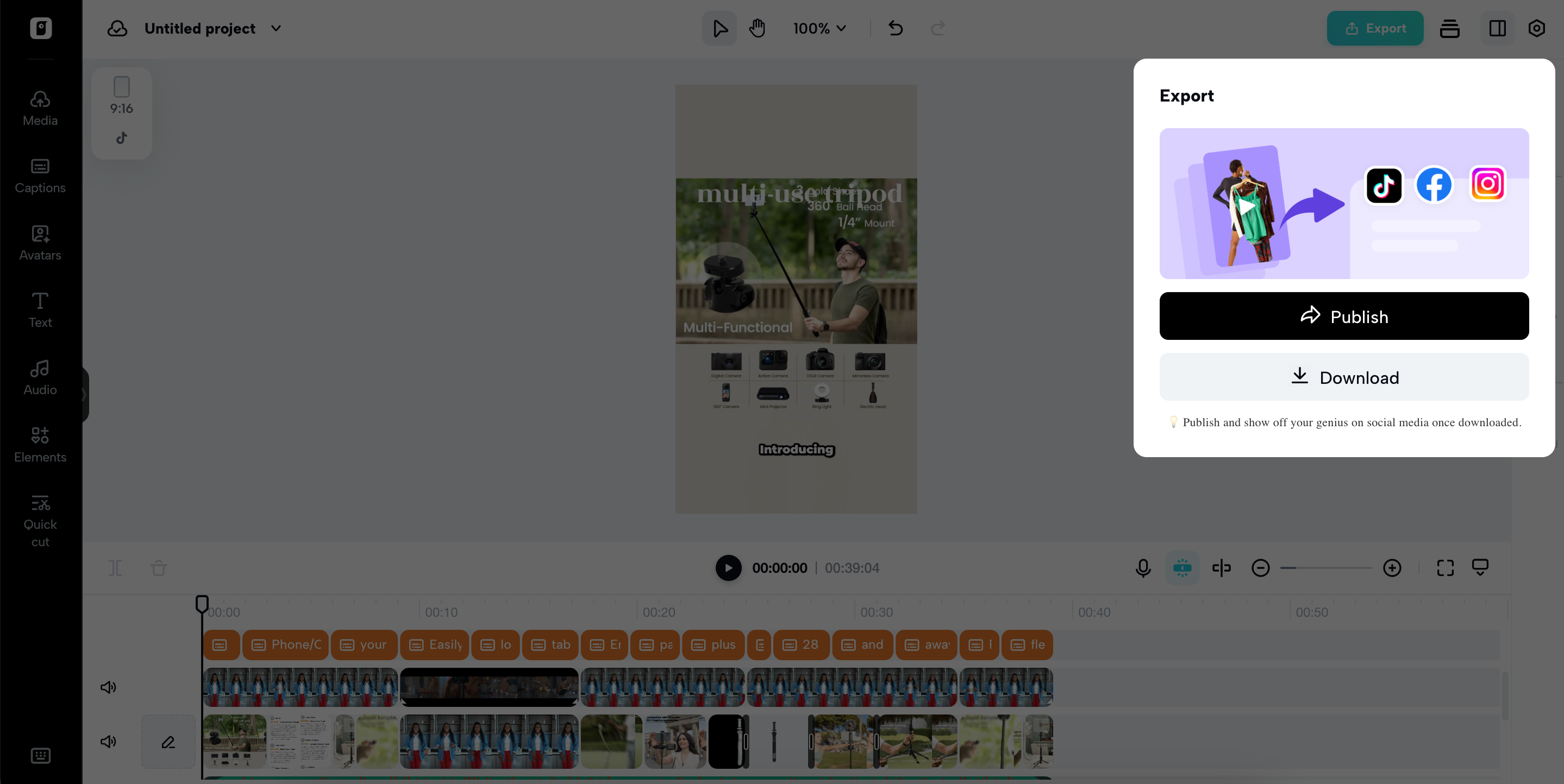 Export your video and share