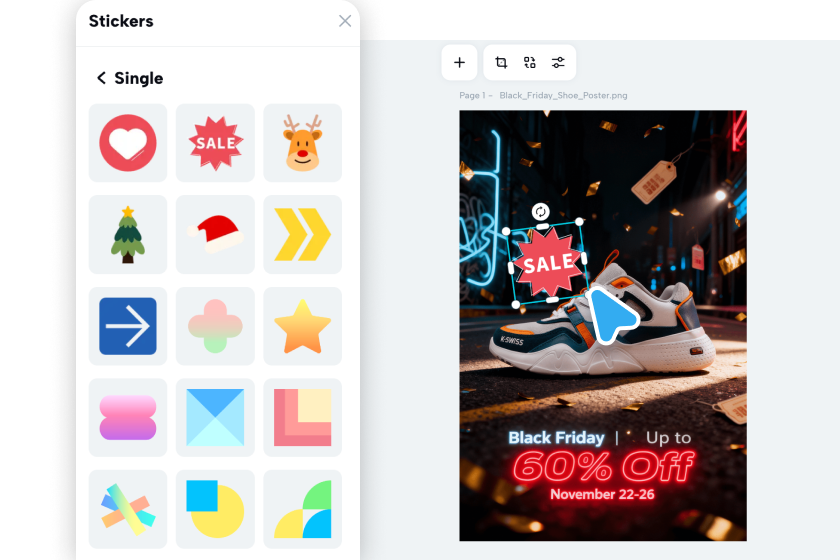Εργαλείο δημιουργίας εικόνων CapCut AI για banner προσφορών Black Friday
