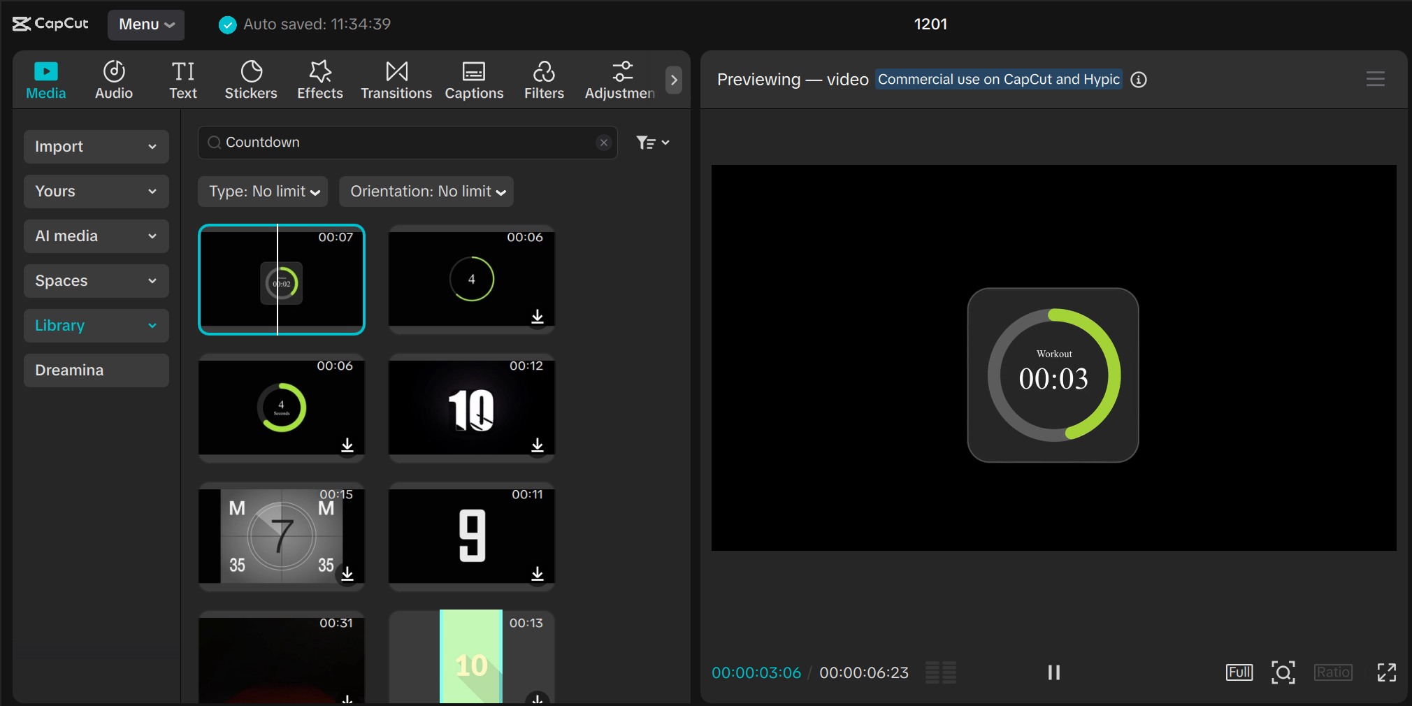 Screenshot showing countdown overlay effect
