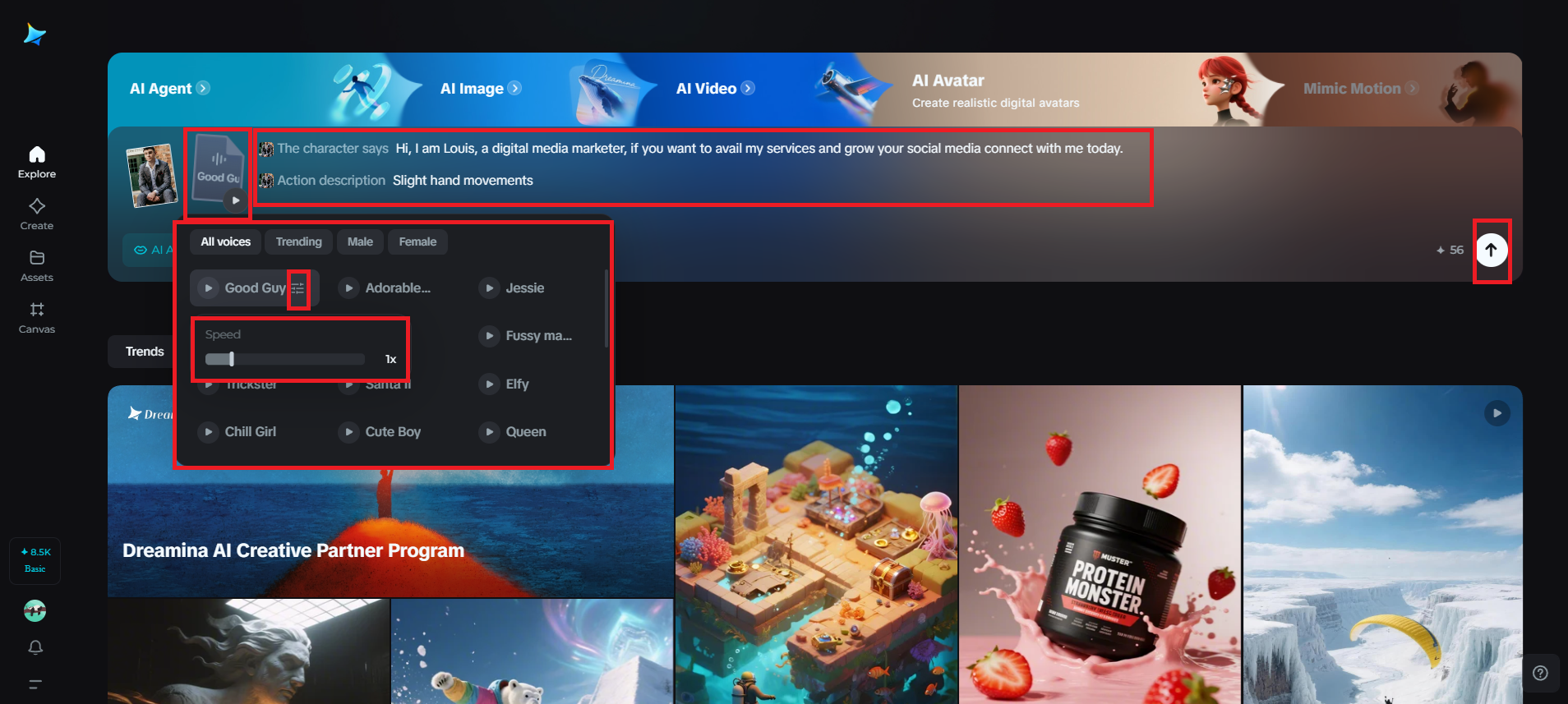 Adjust the settings and generate
