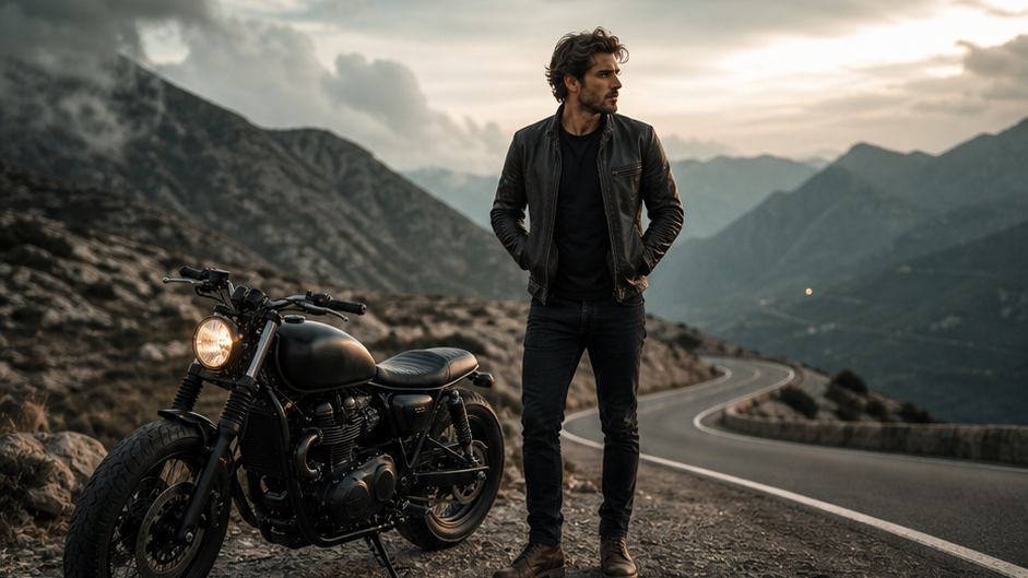 Handsome Motorcyclist Video original 16:9 hero visual