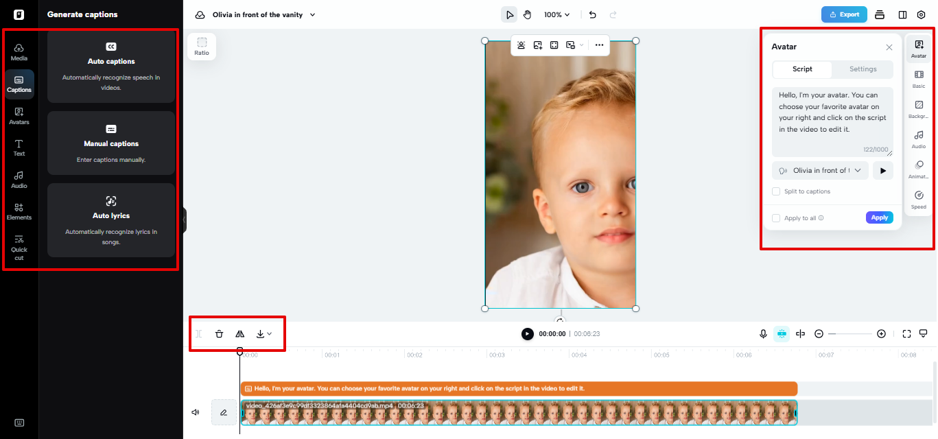 Video editor in Pippit