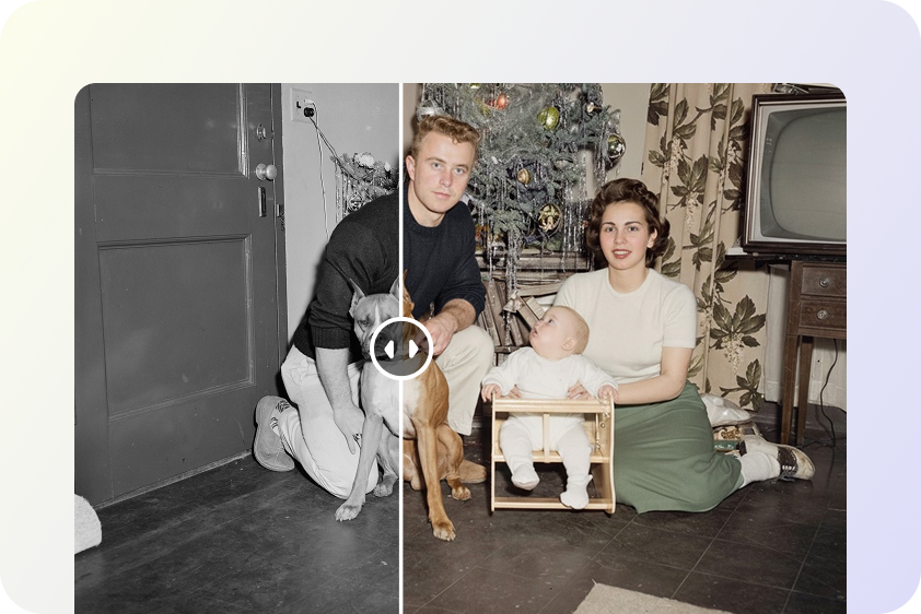 Colorized family portrait with repaired details and a clear view