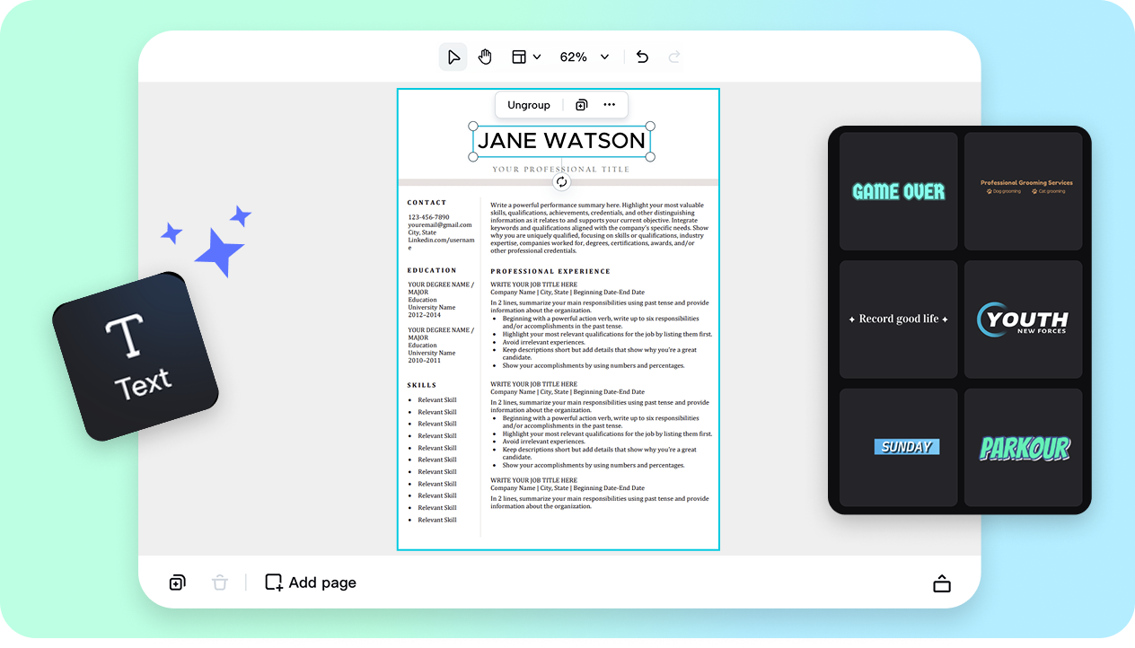 Text font presets for a polished & consistent look
