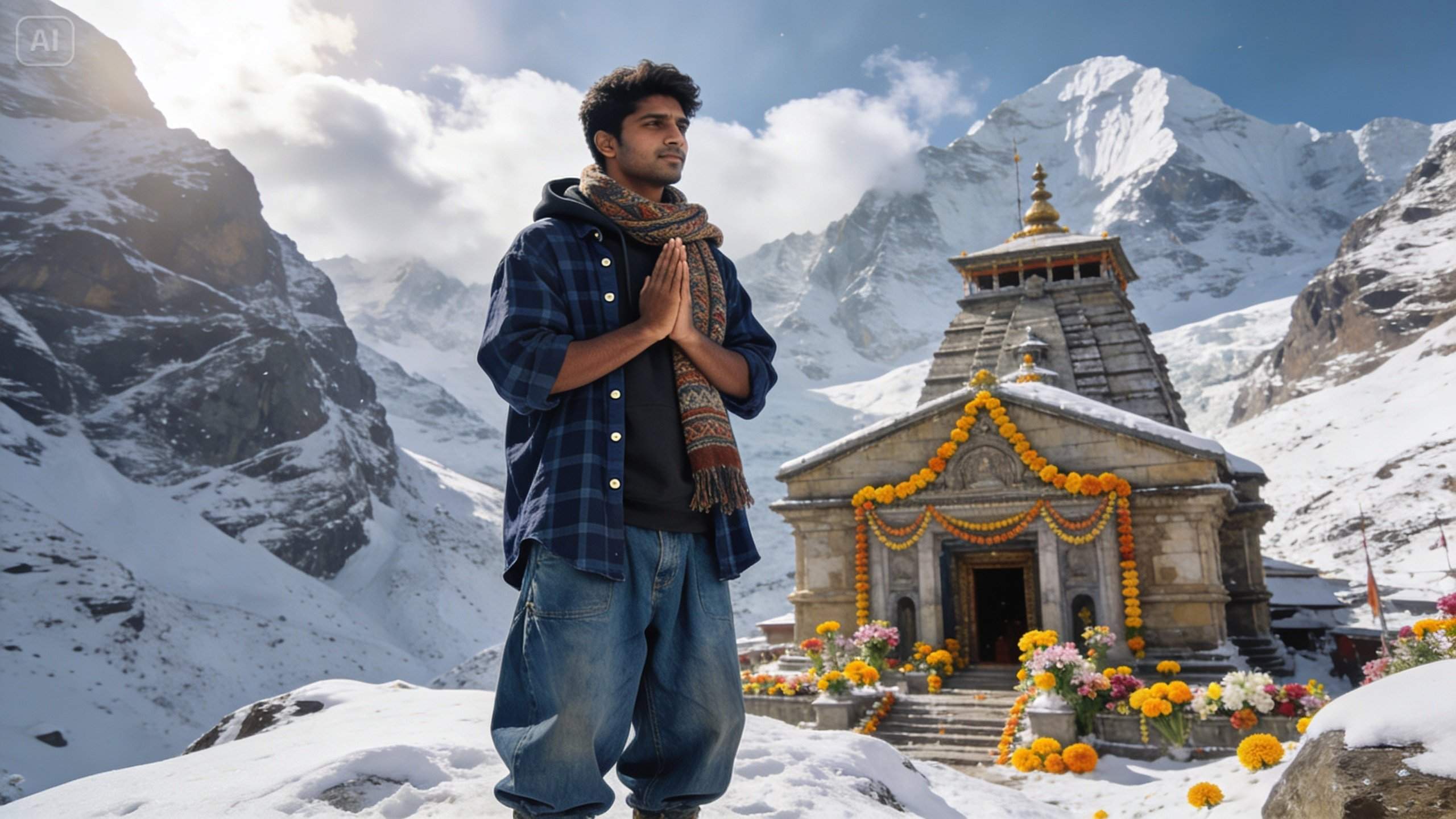Benefit visual: single-view infographic summarizing Kedarnath Temple opening date, darshan timings, and helicopter booking.