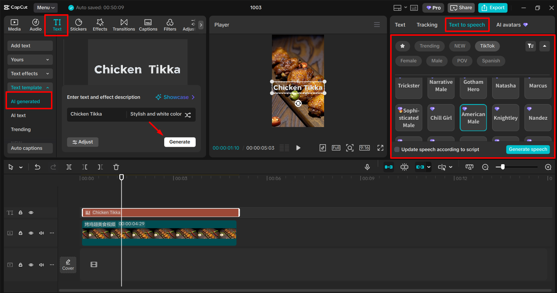 Editing the video in the CapCut desktop video editor