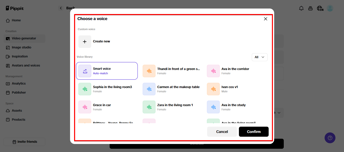 AI voices in Pippit