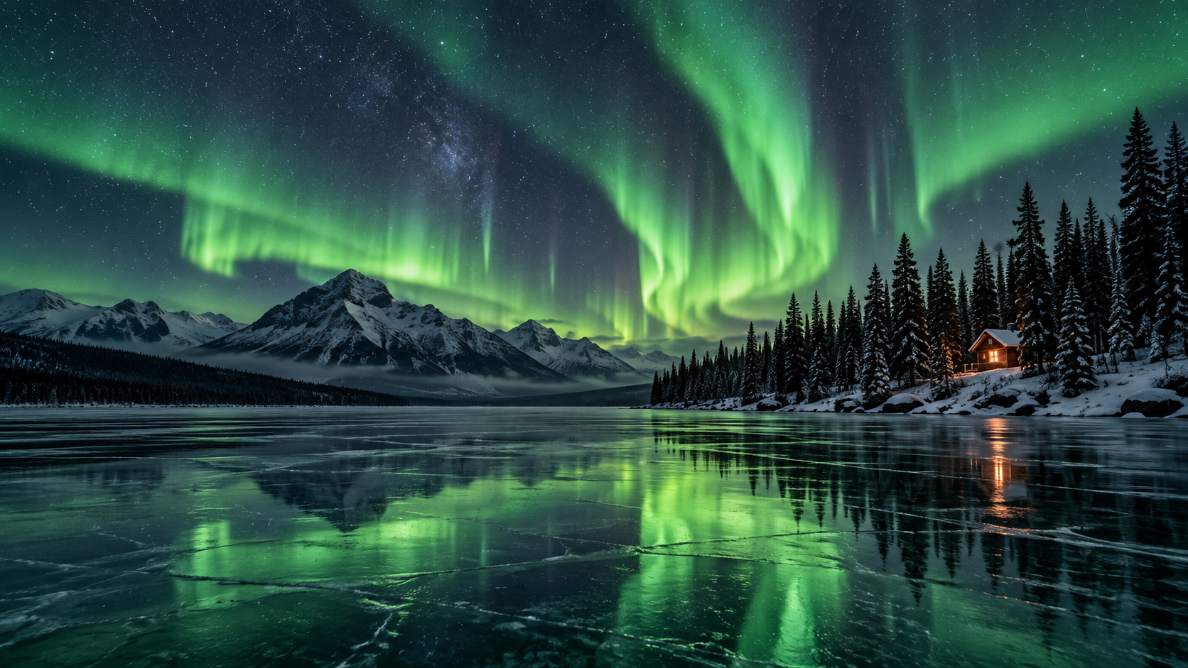 Invitations d'astrophotographie IA : Aurore au-dessus du lac gelé