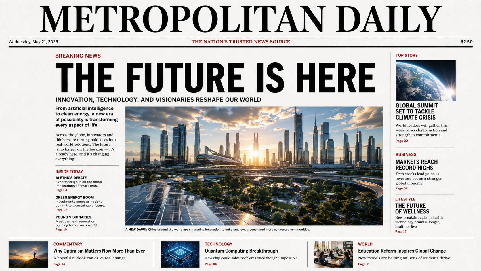 Modern breaking news tabloid