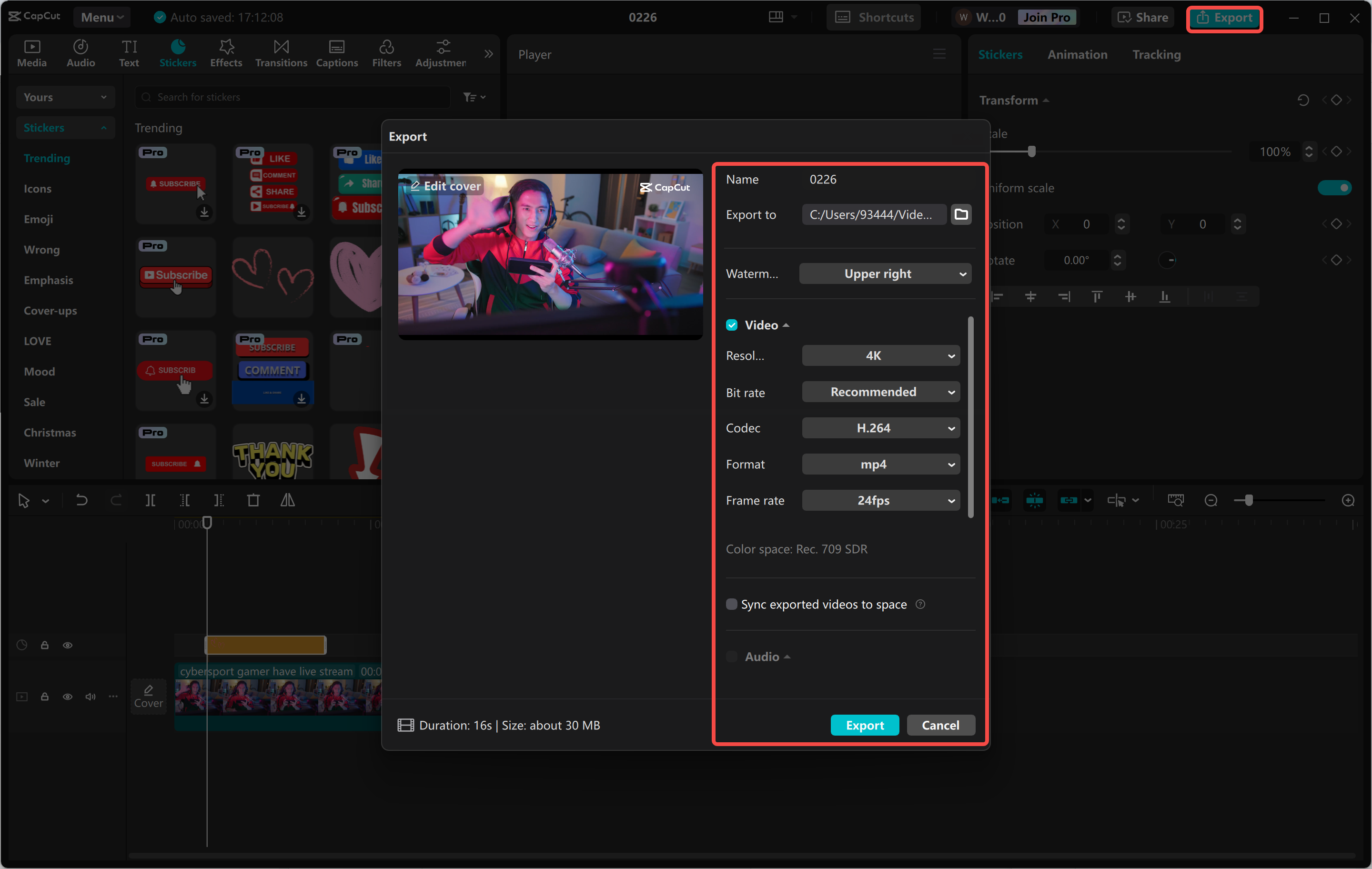 Pag-export ng video mula sa CapCut desktop video editor