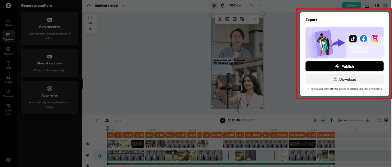 I-publish o i-download ang ginawa mong video