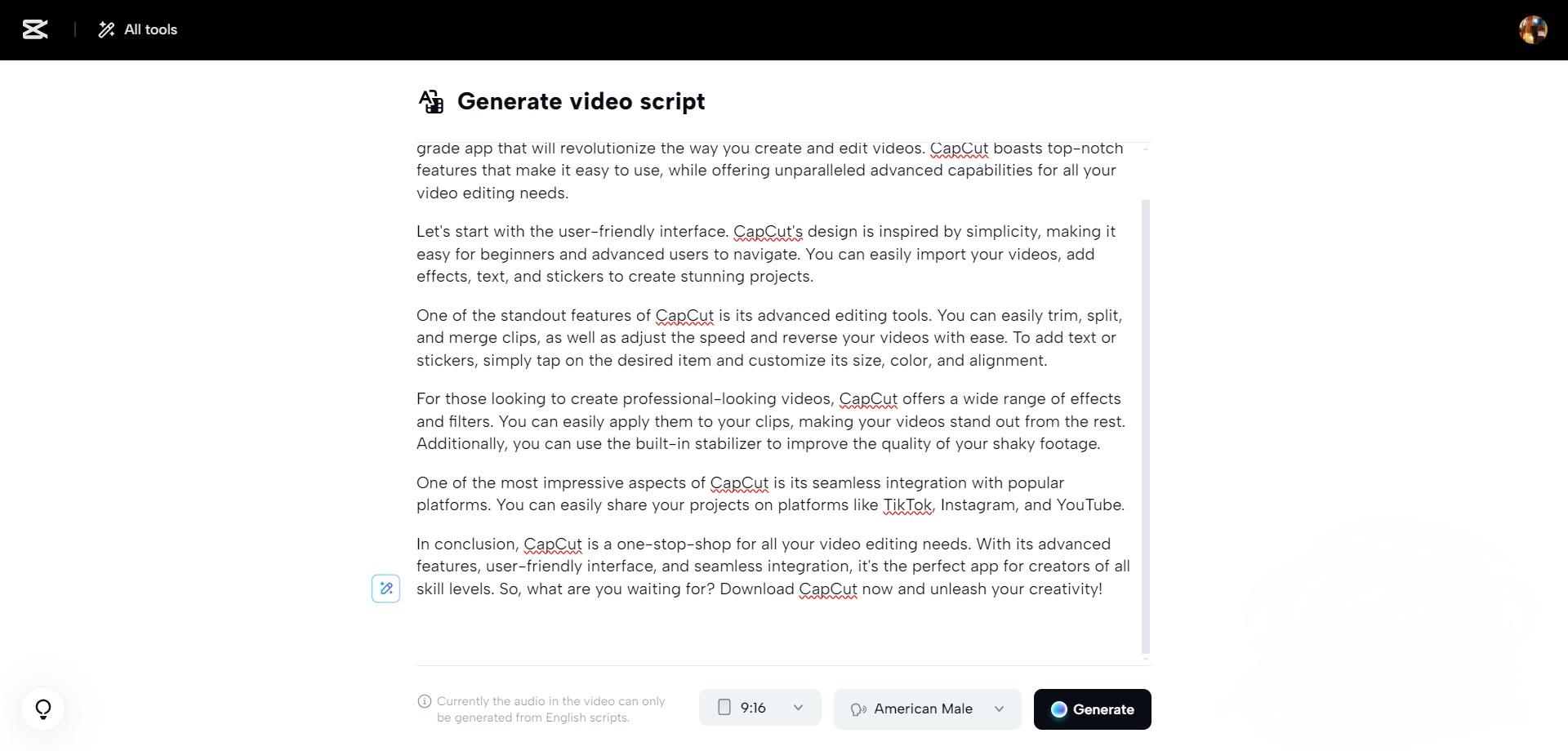 Generate video