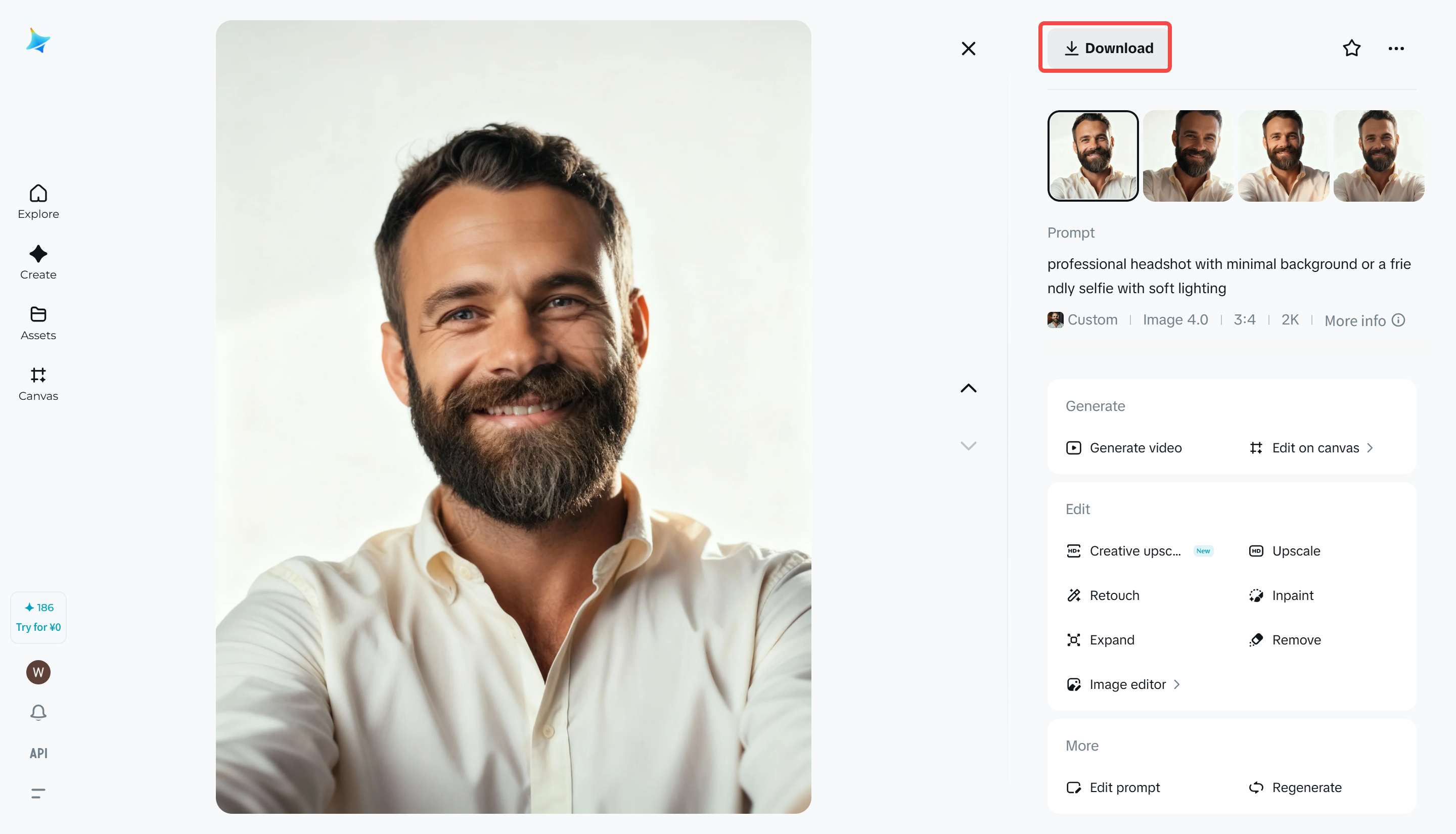 Downloading a WhatsApp-compatible profile picture by Dreamina