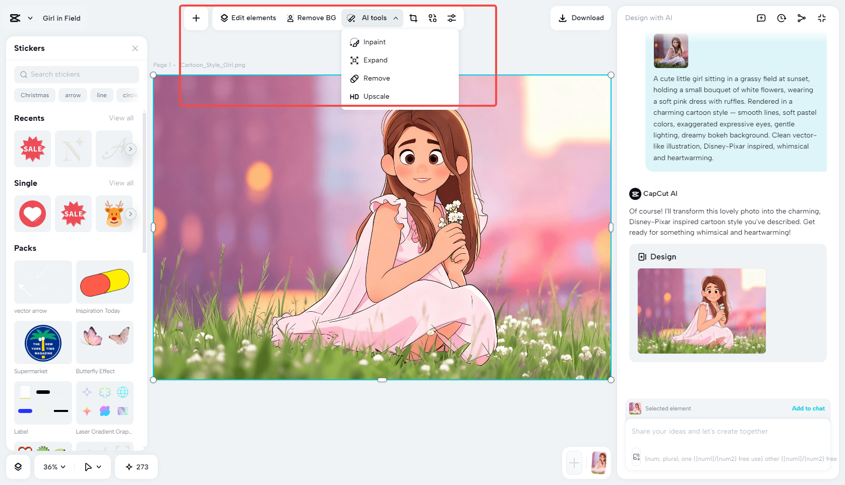 Enhance the image with AI features