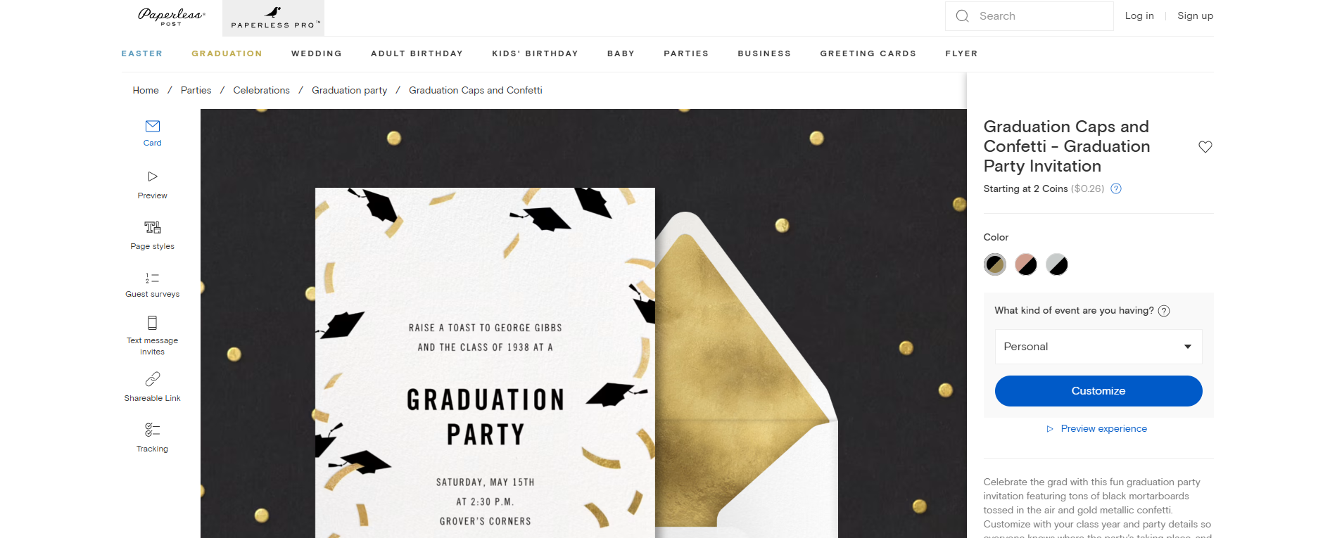 Paperless Post for graduation invites online