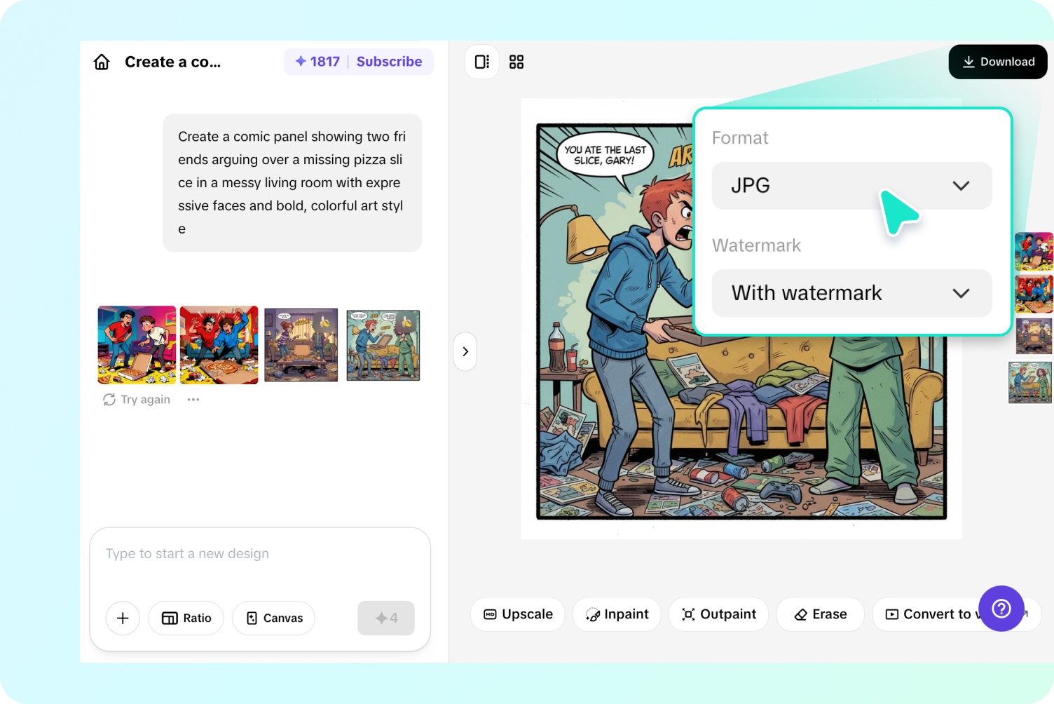 การส่งออกการ์ตูนจาก Pippit