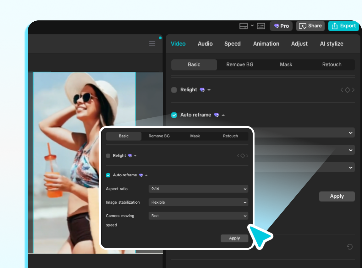 Automatically Reframe Video