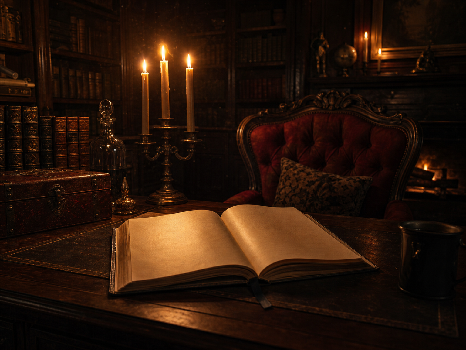 Candlelit reading room