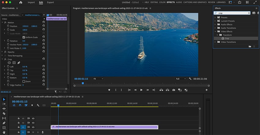 Apply the Crop effect to your clip