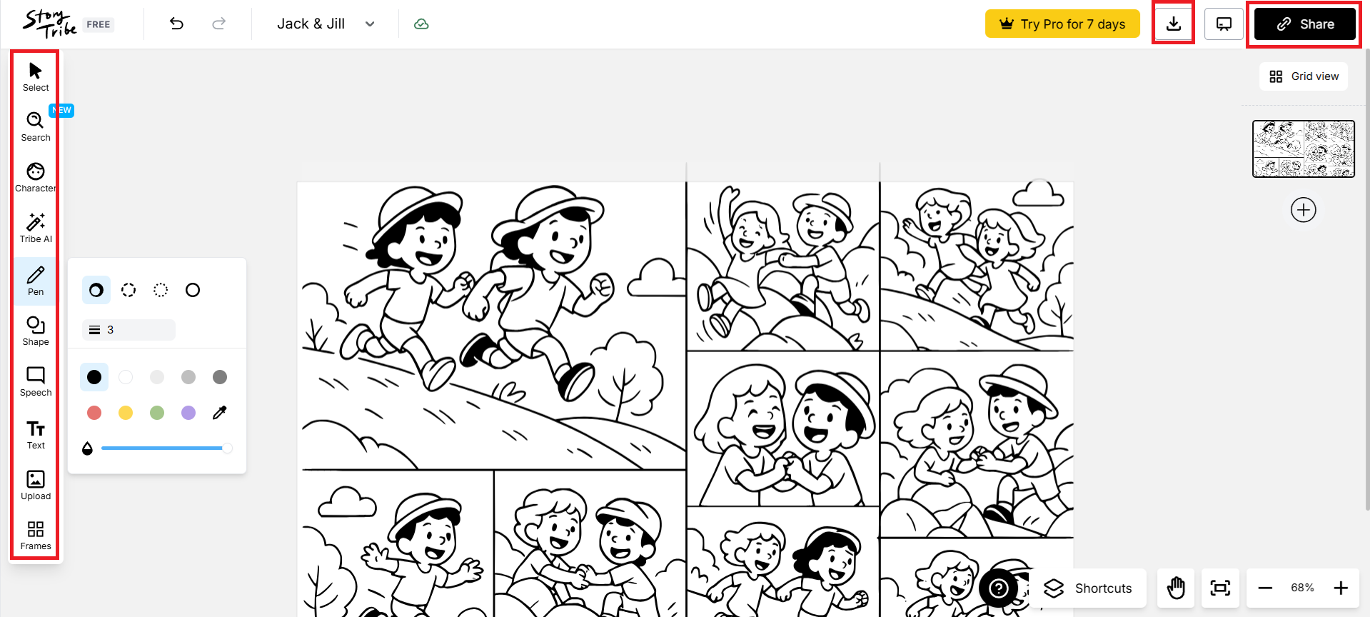 Edit and download your storyboard