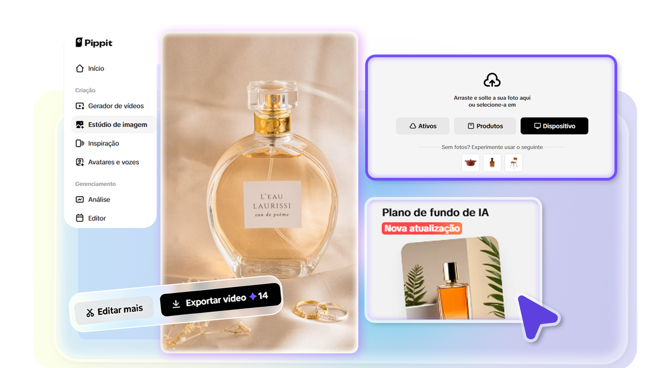 Envie imagens de links ou de seus dispositivos no gerador de fundo