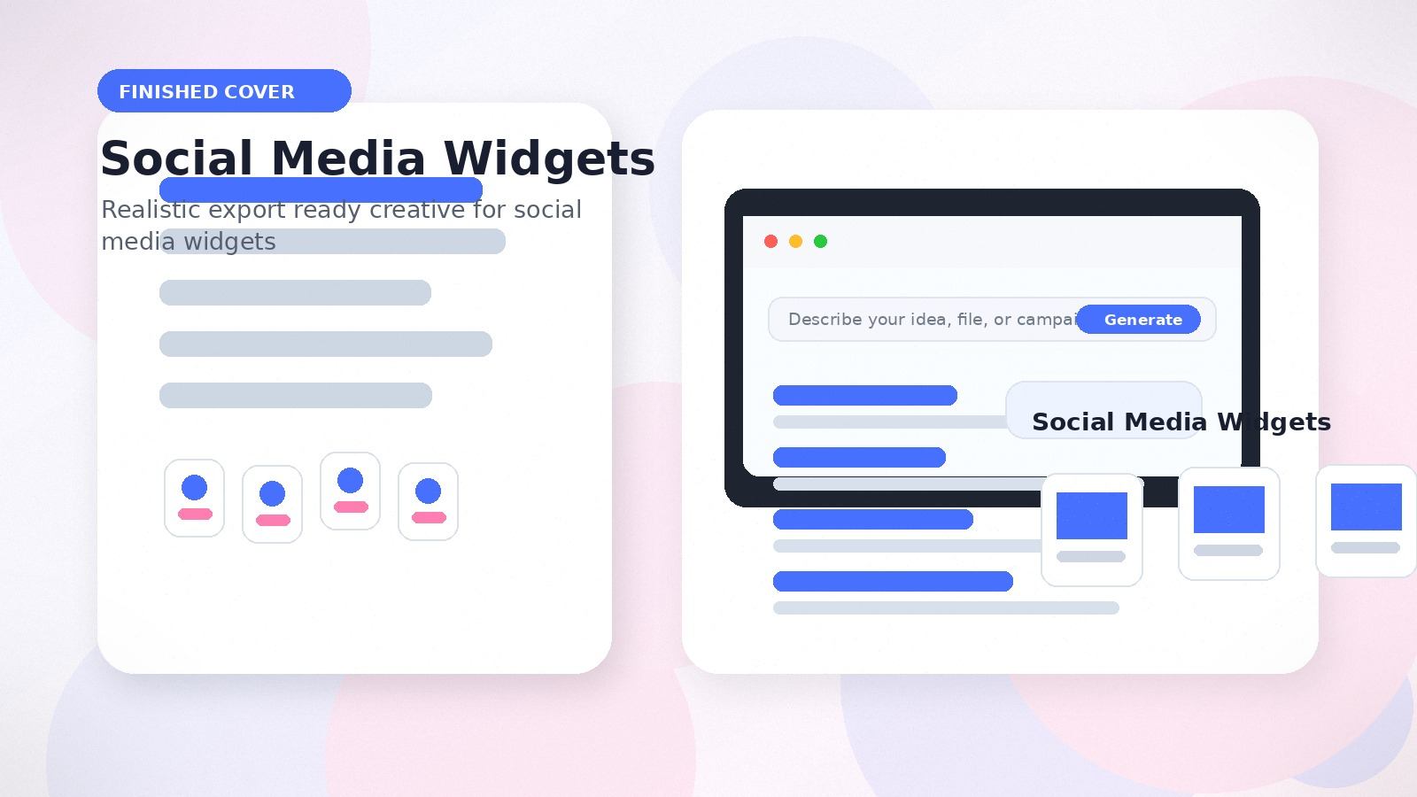 Social Media Widgets realistic finished cover visual for social media widgets