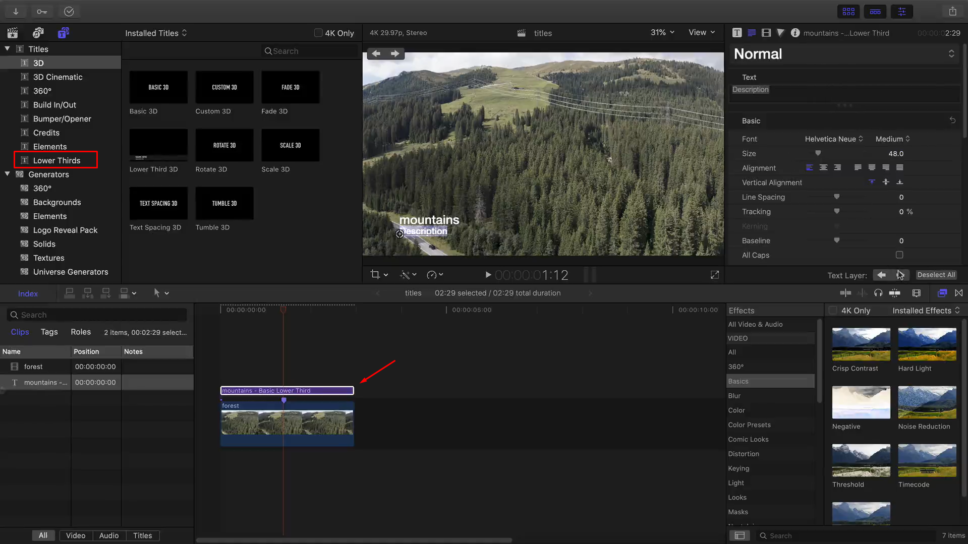 An easy way to insert text in Final Cut Pro using lower third