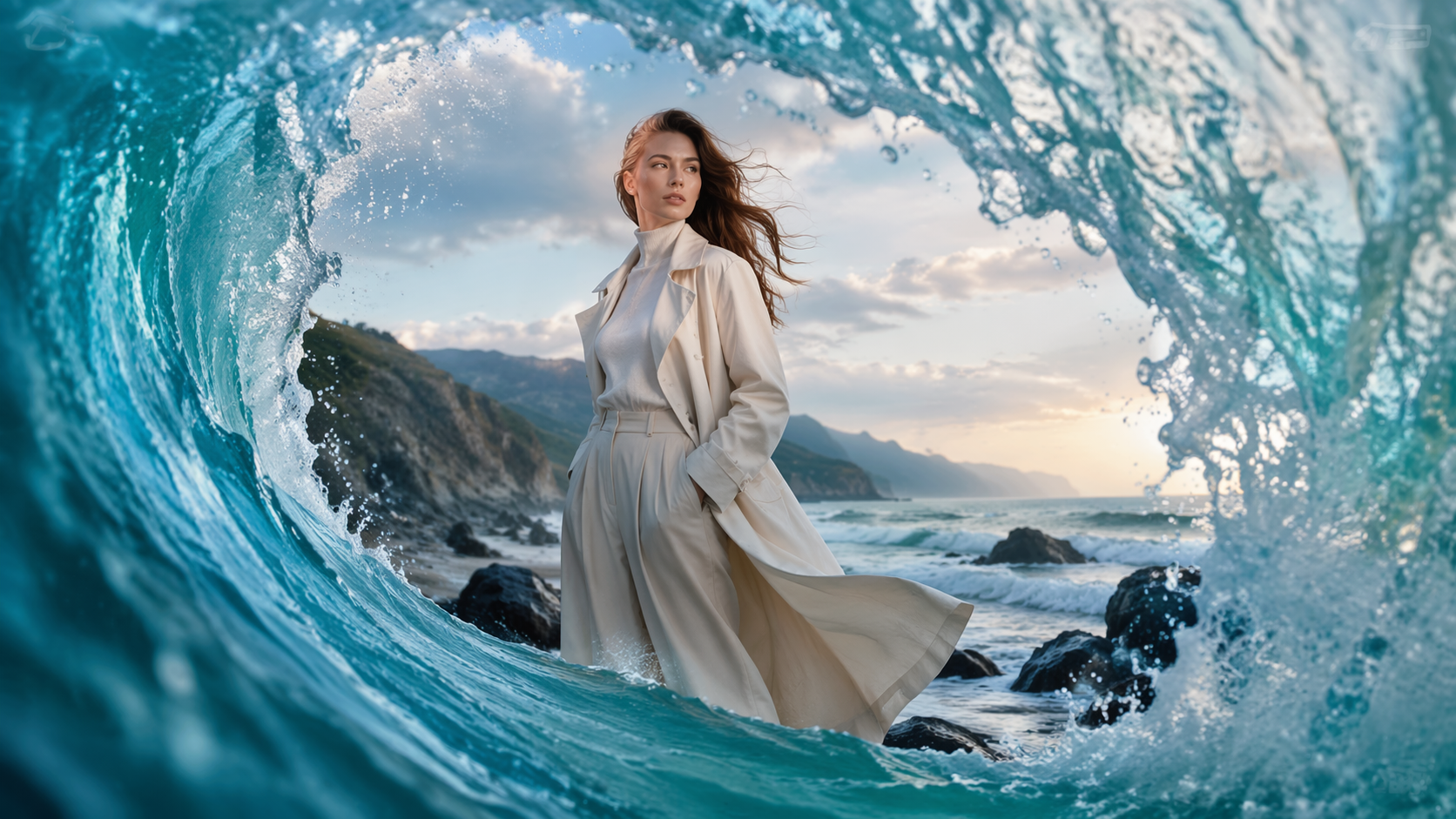 Dreamina Ocean IA Wave Filter exemplo de prompt 6: Dreamy Shoreline Edit