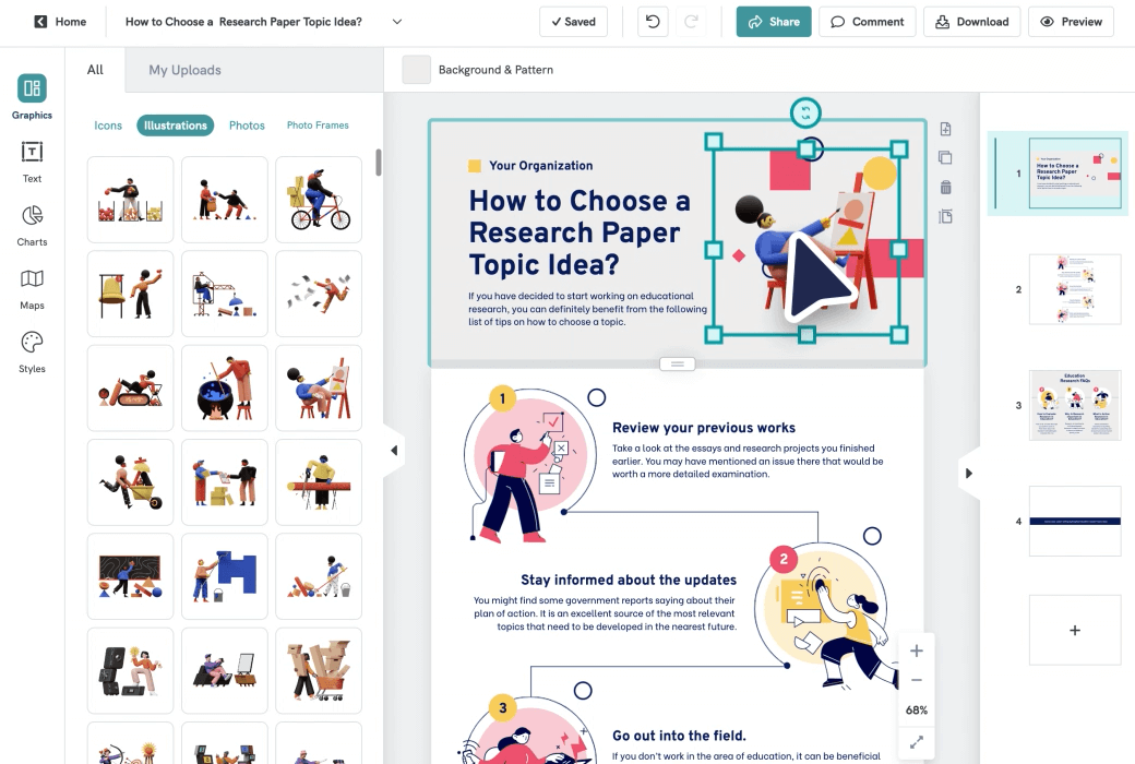 Interface do Piktochart - outro software de design online gratuito