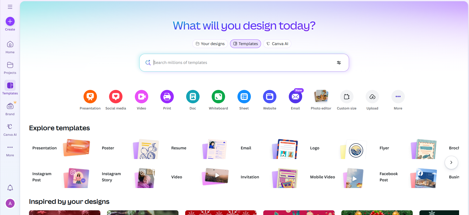 Canva homepage