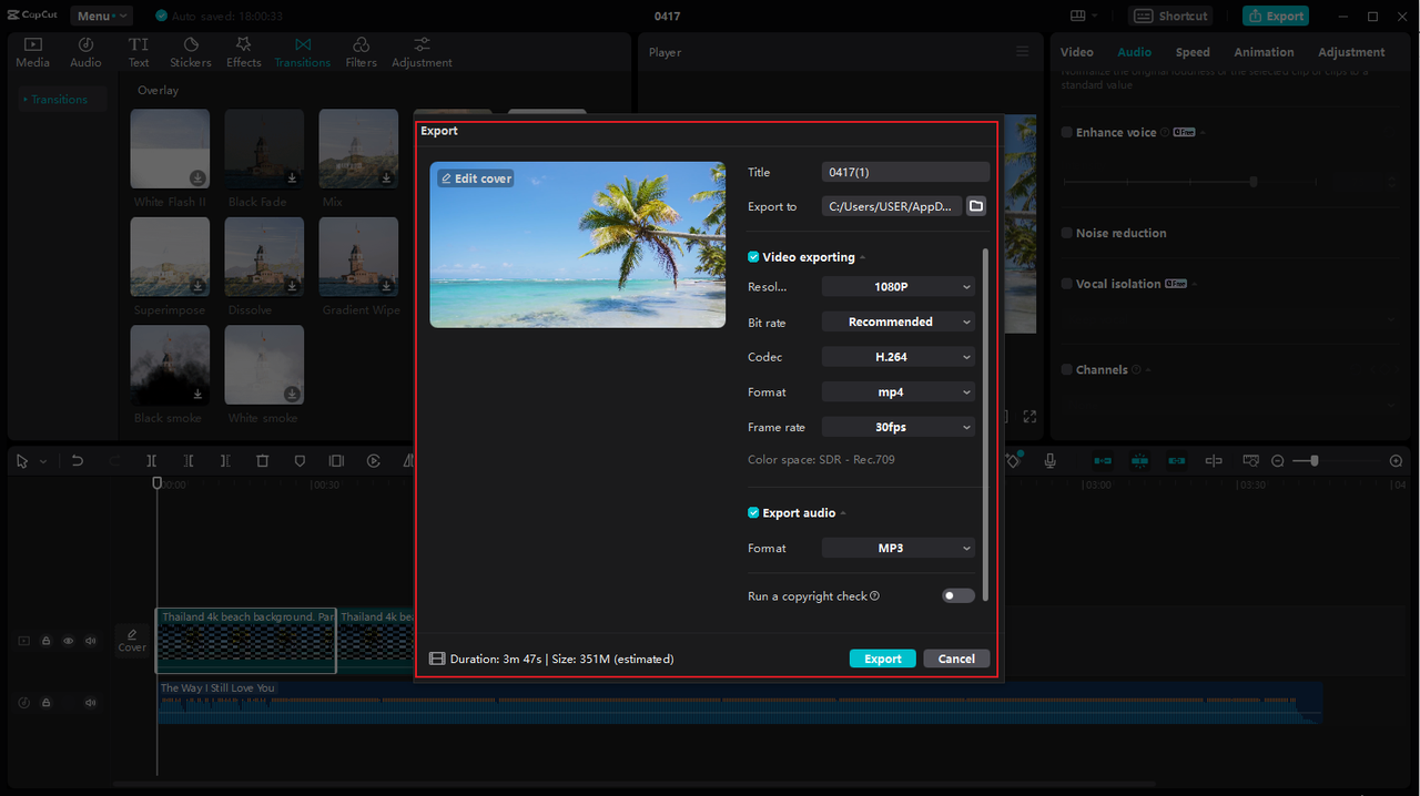 how to export translated content on CapCut desktop