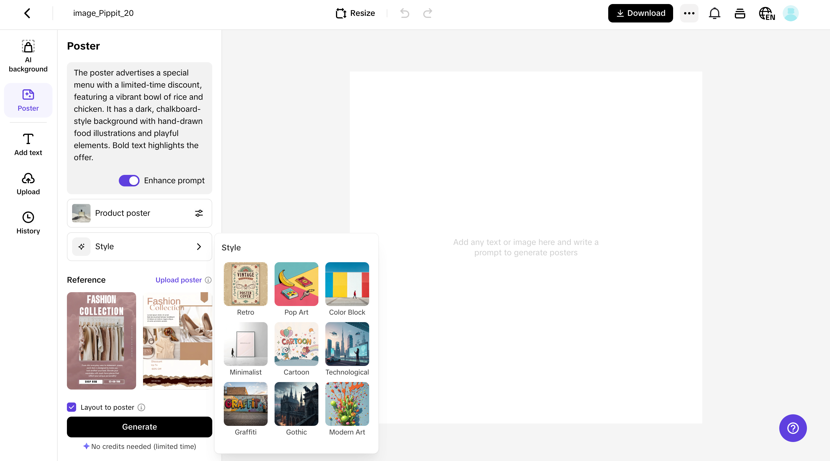 Access the Poster feature