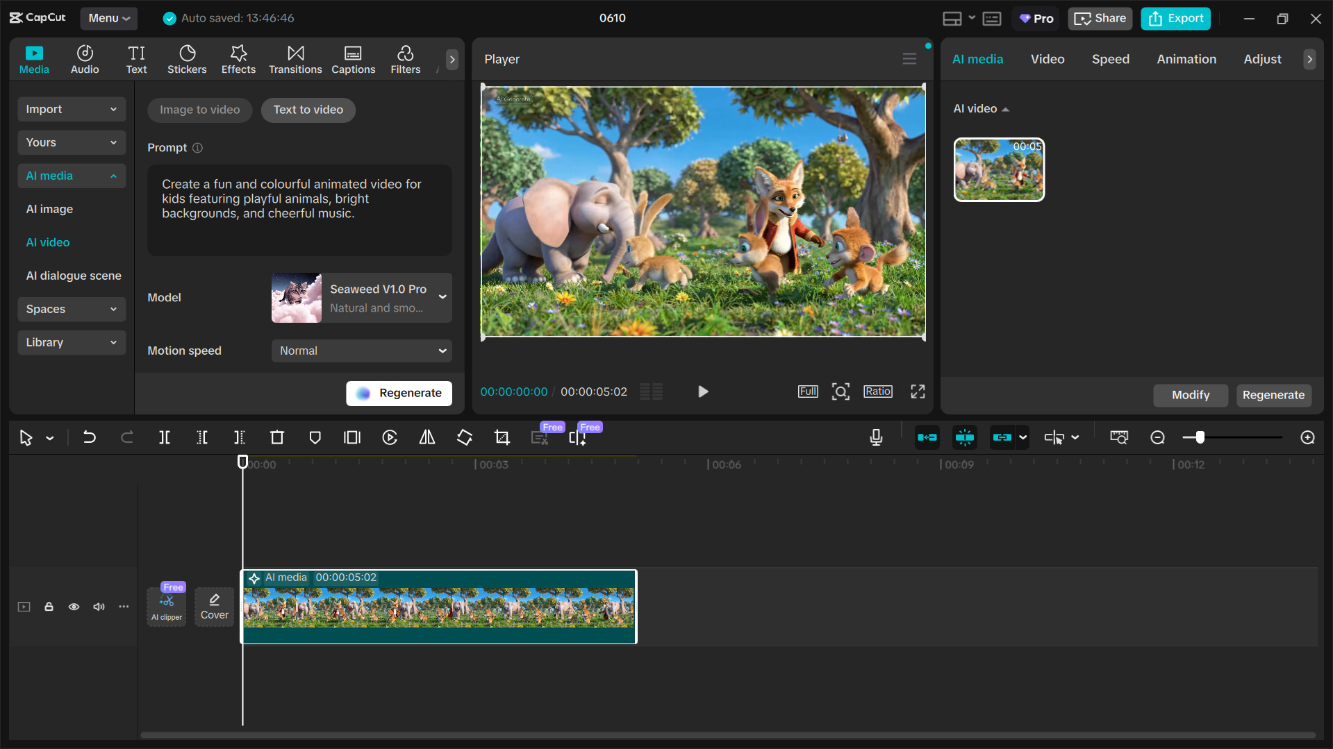 Rozhraní editoru videa pro stolní počítače CapCut