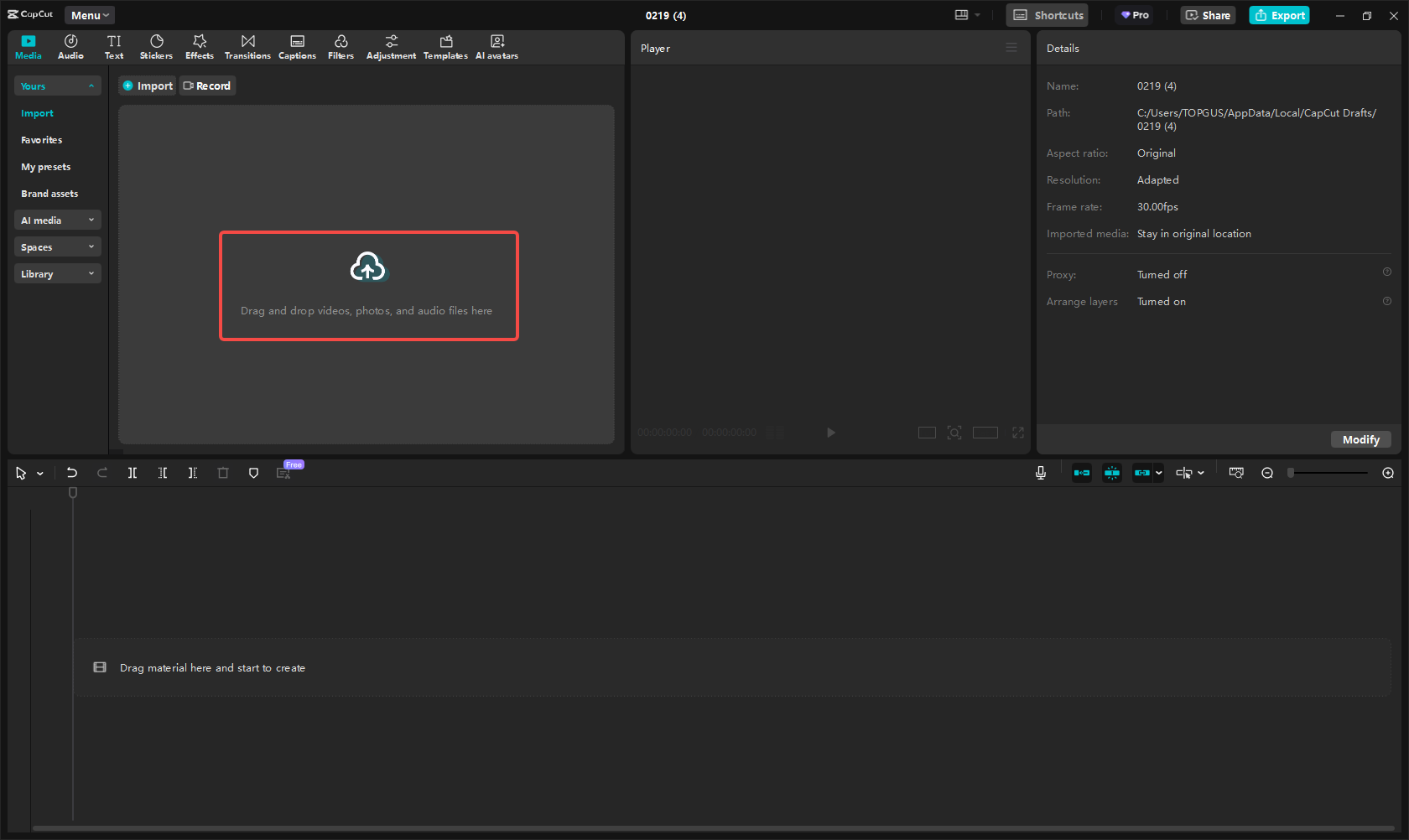 Importing media files