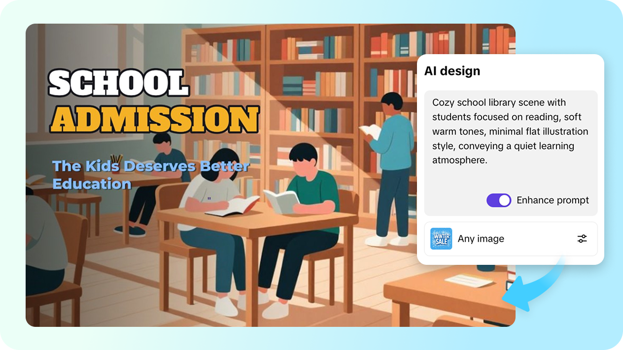 Generate school posters from plain text or layouts 