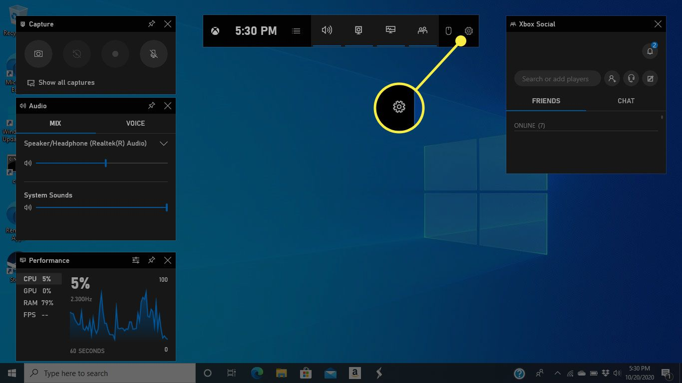 Interface of Game Bar - the best free screen recorder for laptop