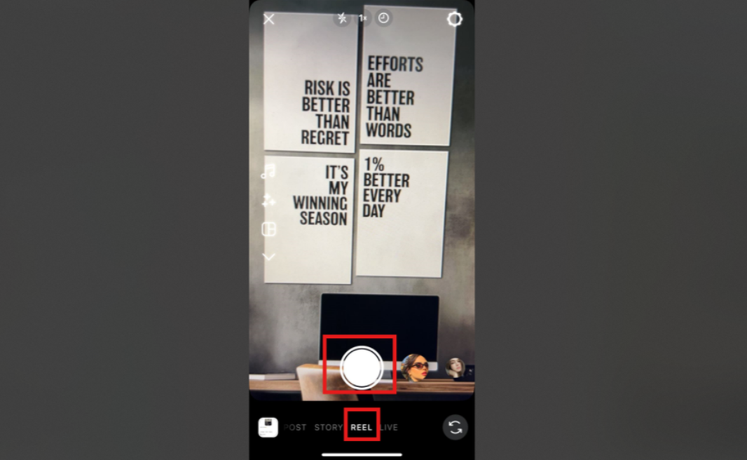 Record the clip on Instagram