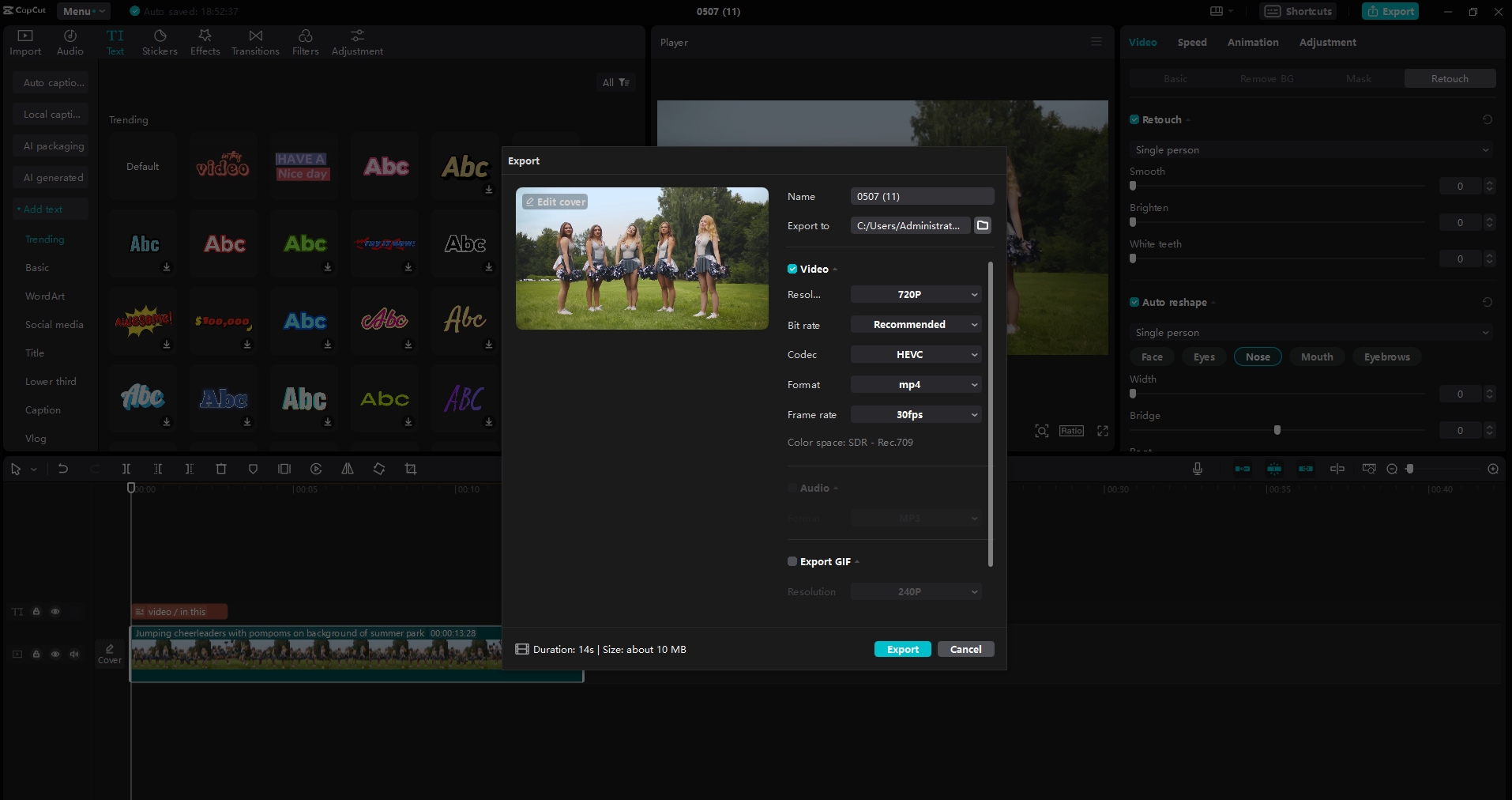 Export and share