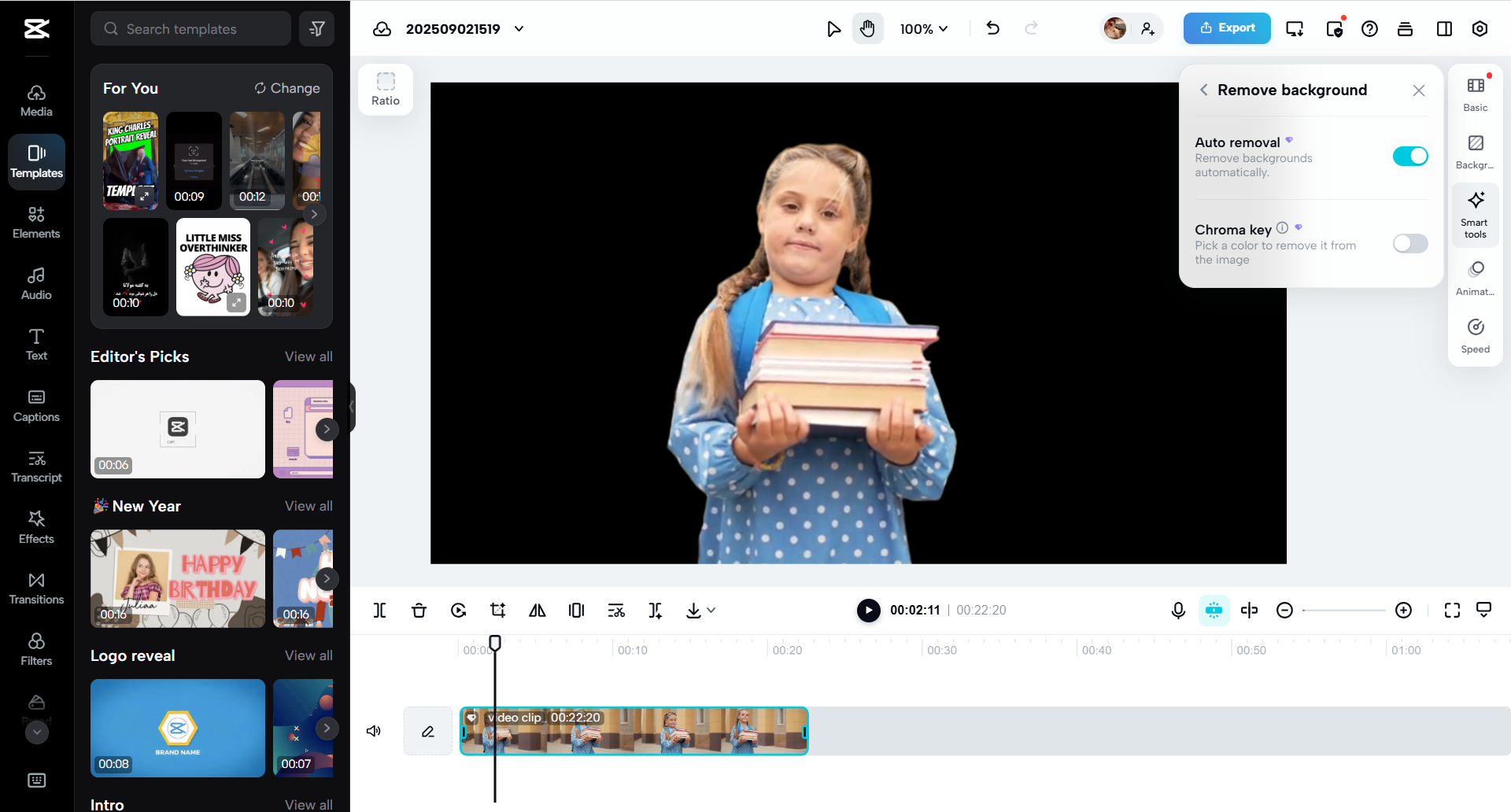 Головна сторінка CapCut Web