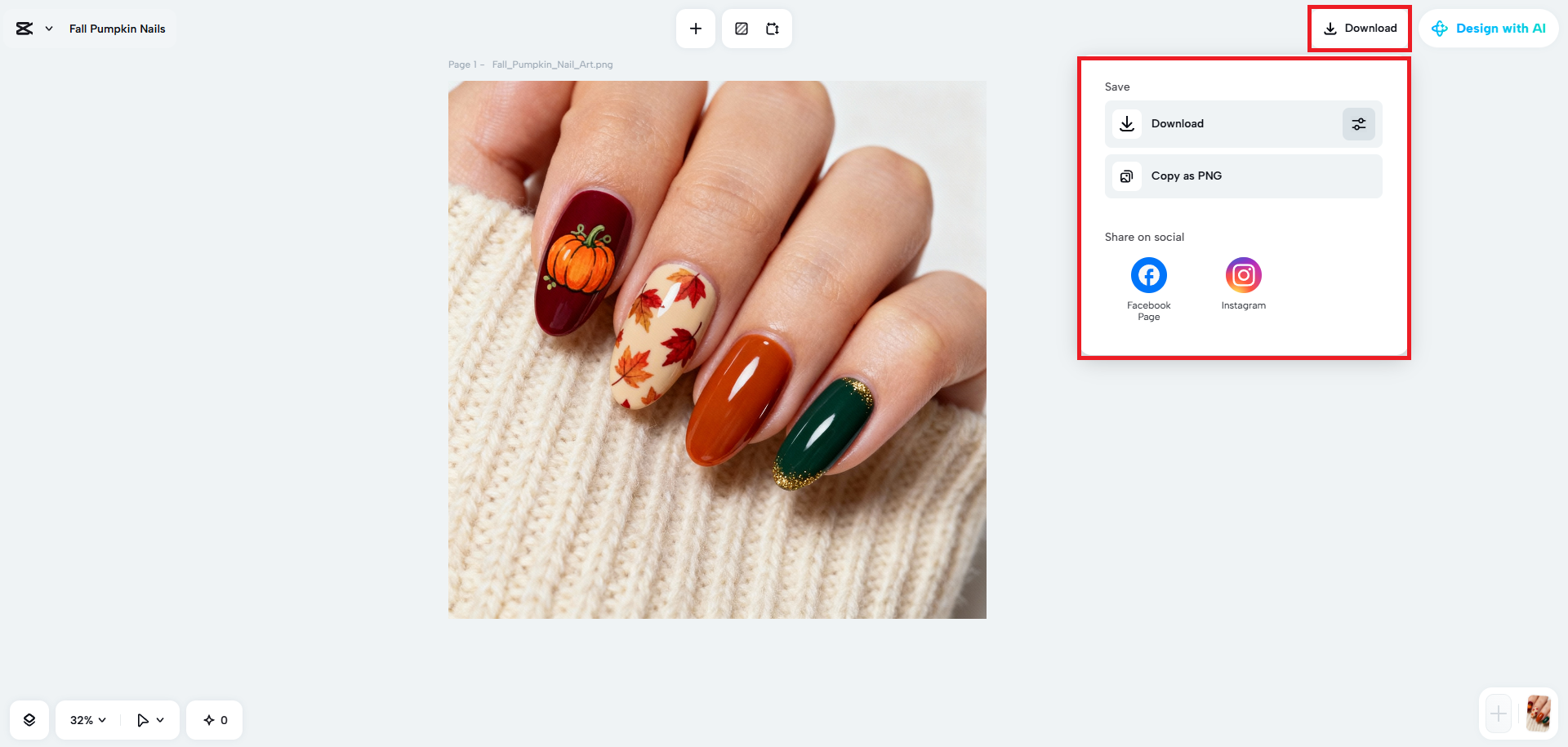 Export your nail design
