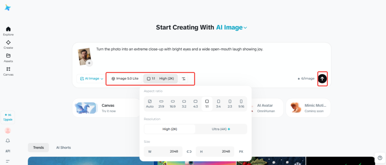 Creare lo scatto ravvicinato a Dreamina