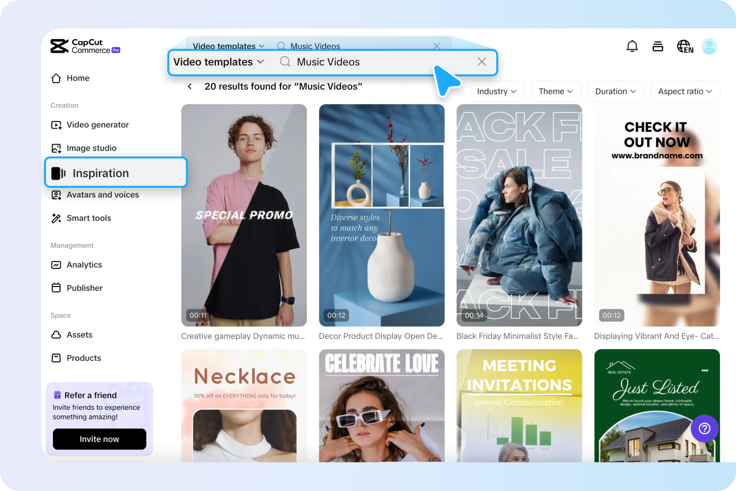Знайдіть натхнення та оберіть шаблон.