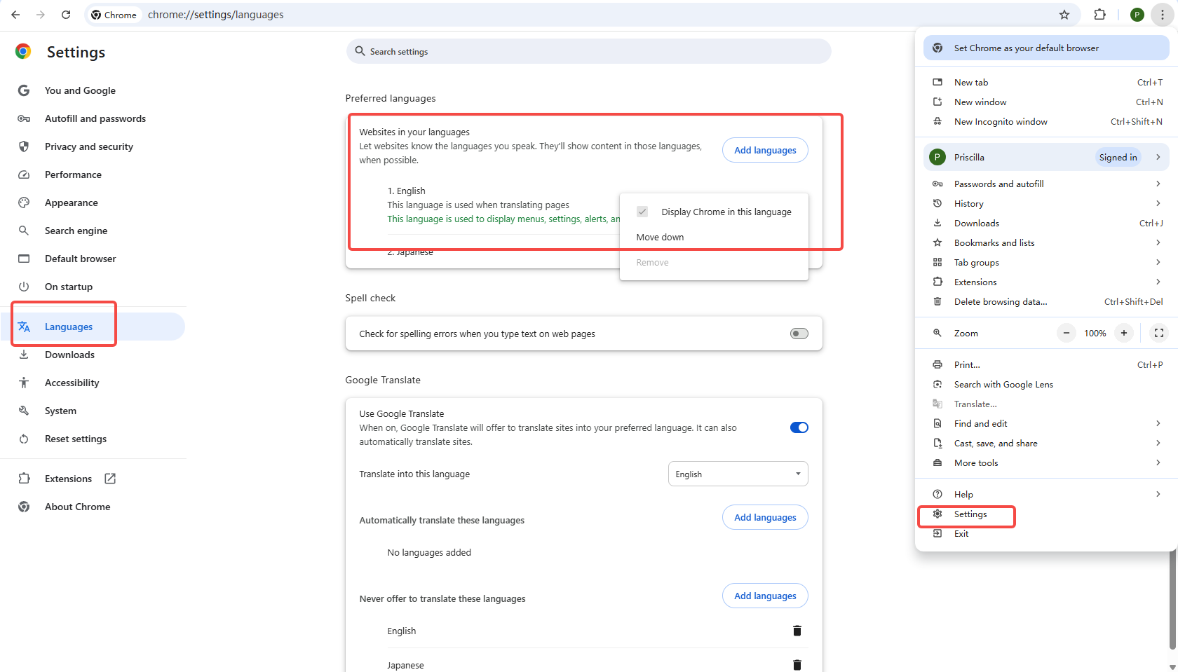 Chromeの言語を英語に設定してください。