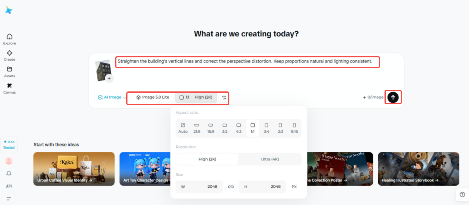 Perspektif çözgüsünü Dreamina 'da uygulamak