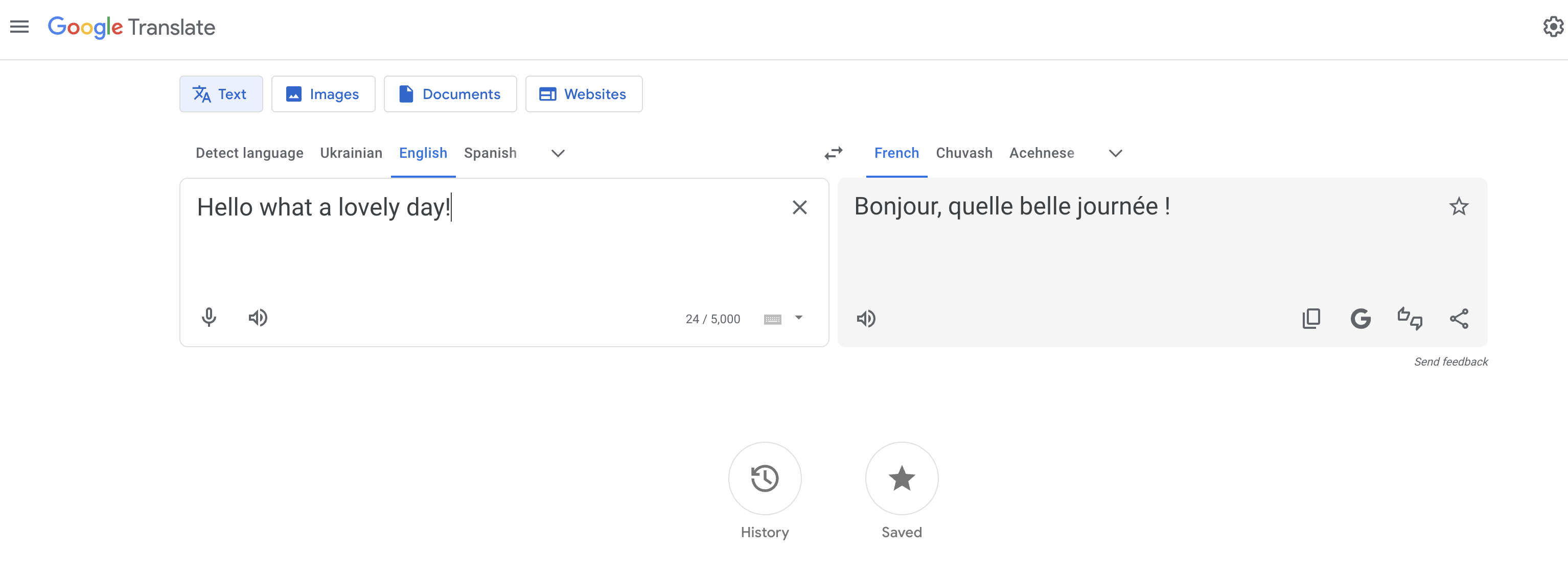 Google Translate English to French