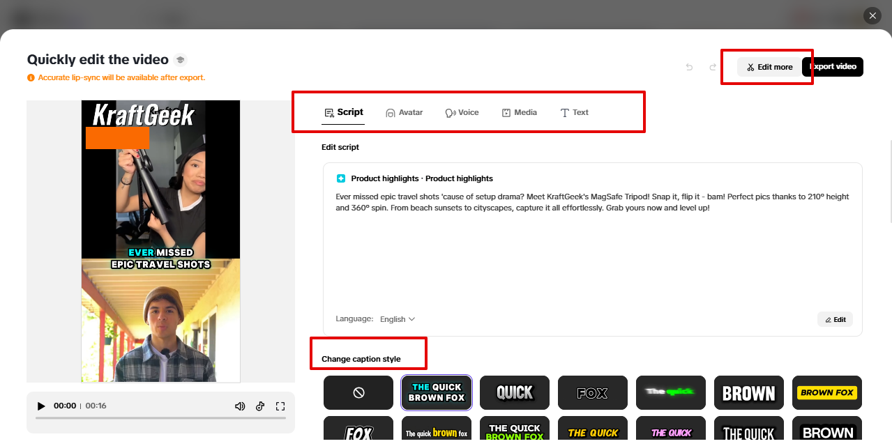 Mabilis na pag-edit ng video sa Pippit