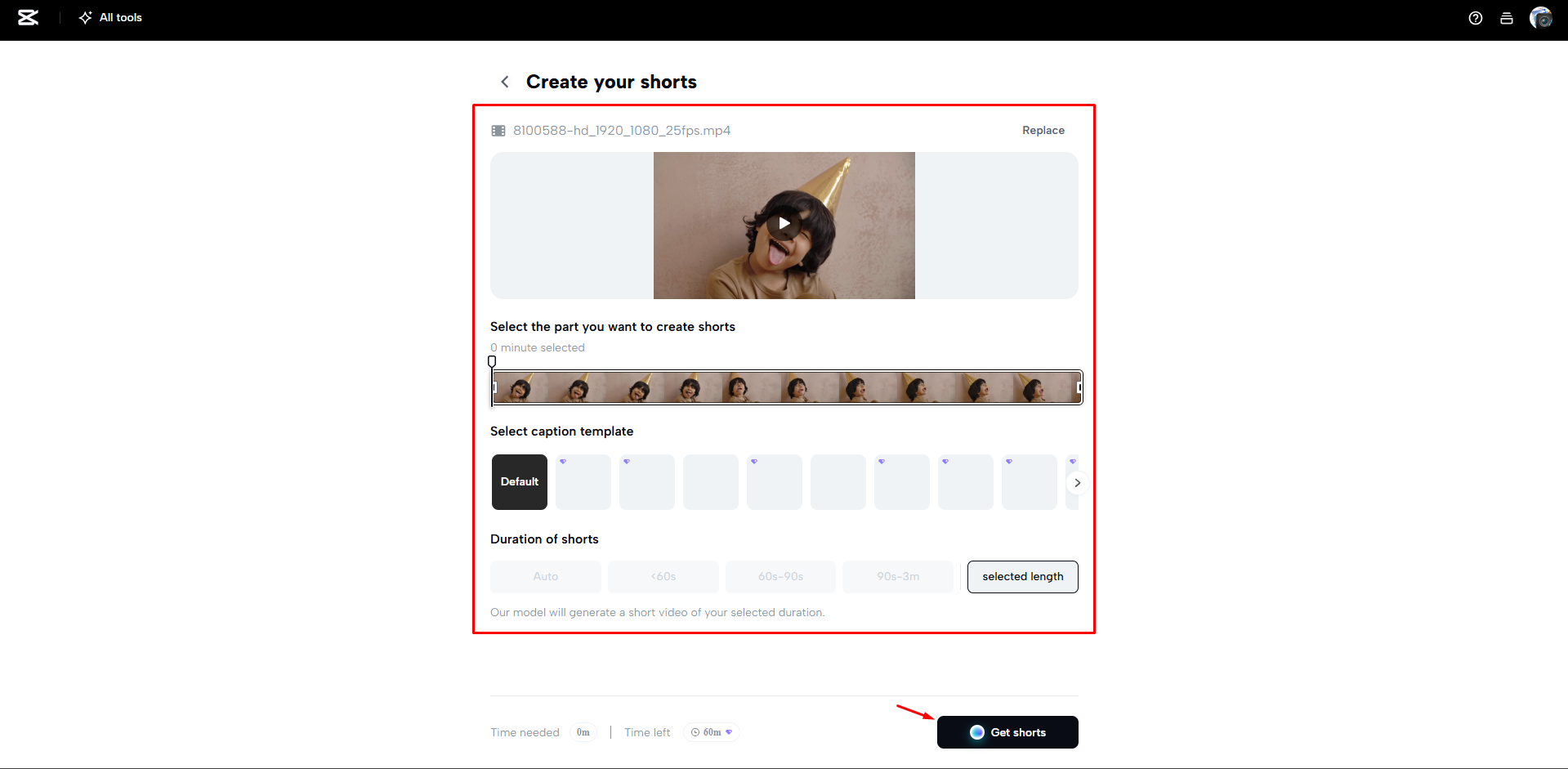 Generating short videos from longs with CapCut Web