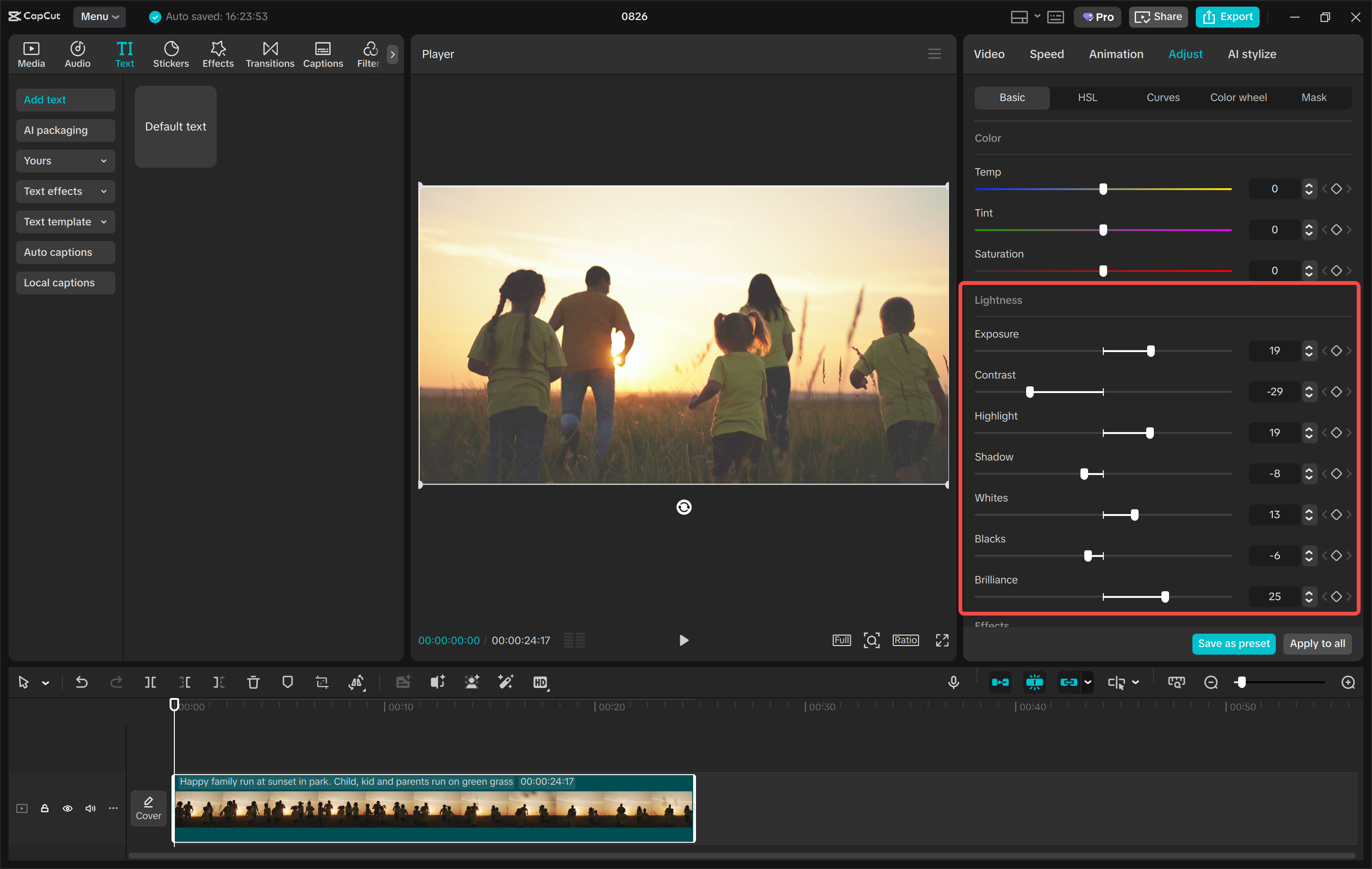 Interface of Exposure contrast