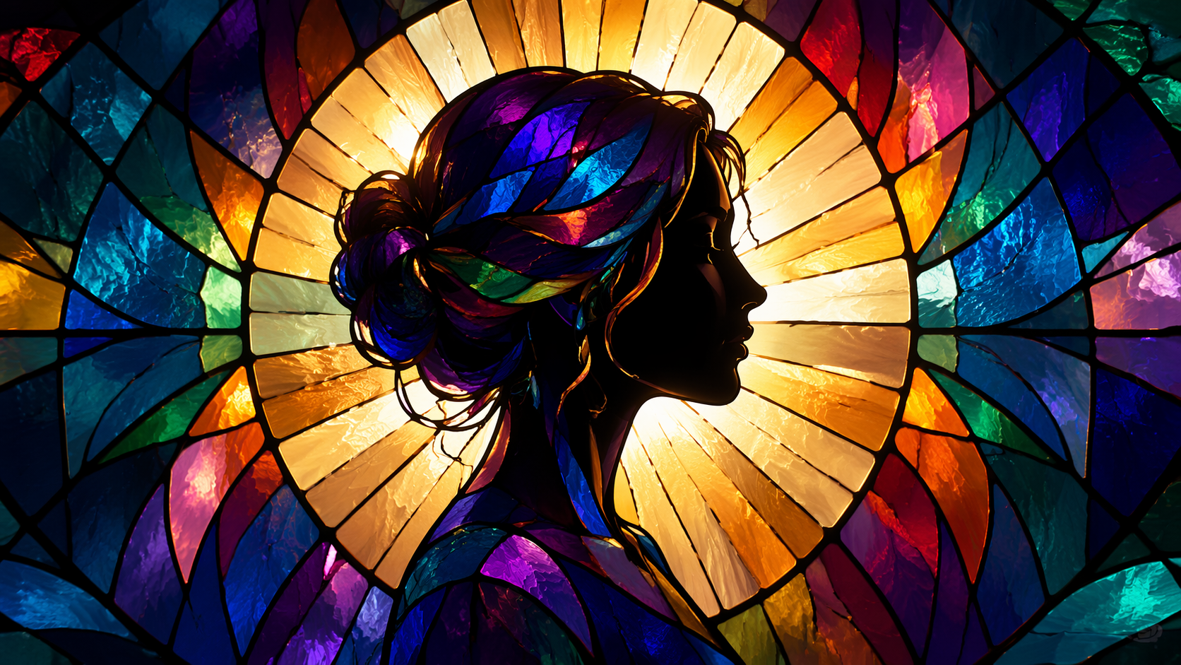 Dreamina Buntglasporträt Prompt Beispiel 3: Geometrisches Glas Avatar