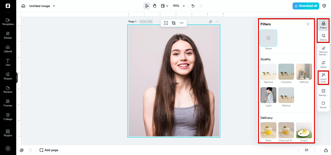 Image editing options in Pippit